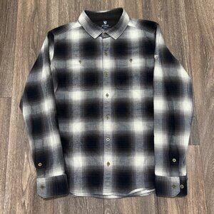 Kuhl The Law Flannel Shirt Men's Small Black Sand Plaid Outdoors Hiking 7373